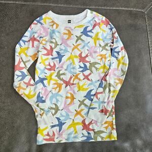 Tea Collection Kids Birds Swallows Print Long Sleeve Top Pajama Shirt Size 12